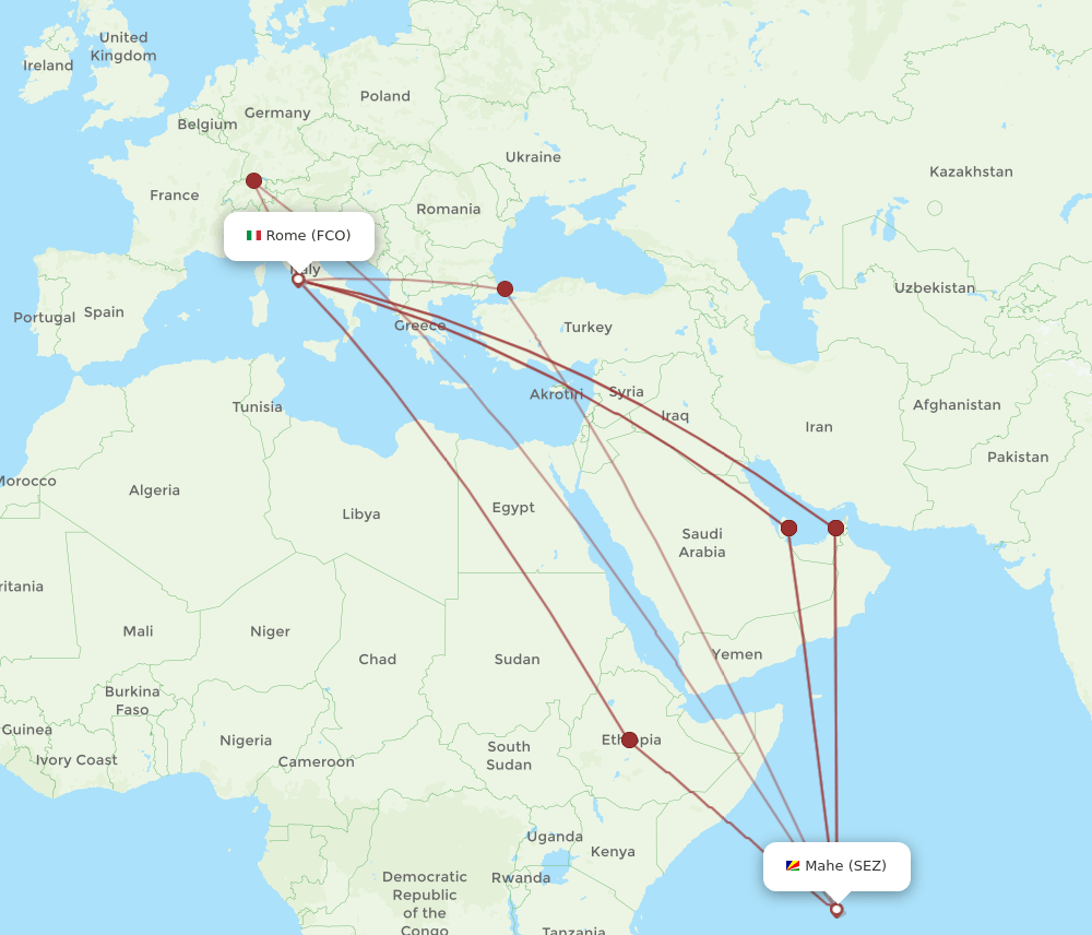 FCO-SEZ flight routes