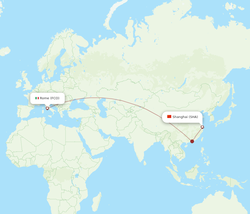 FCO to SHA flights and routes map