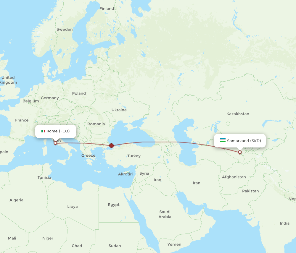 FCO-SKD flight routes