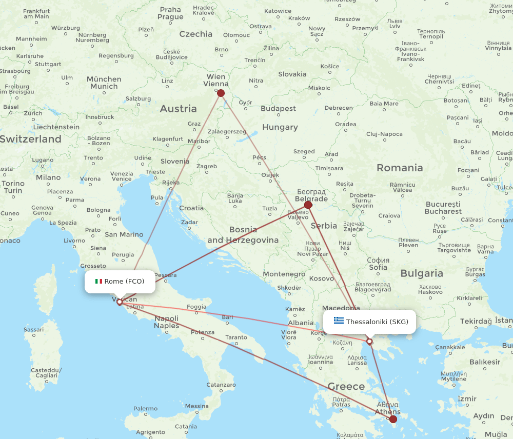 FCO-SKG flight routes