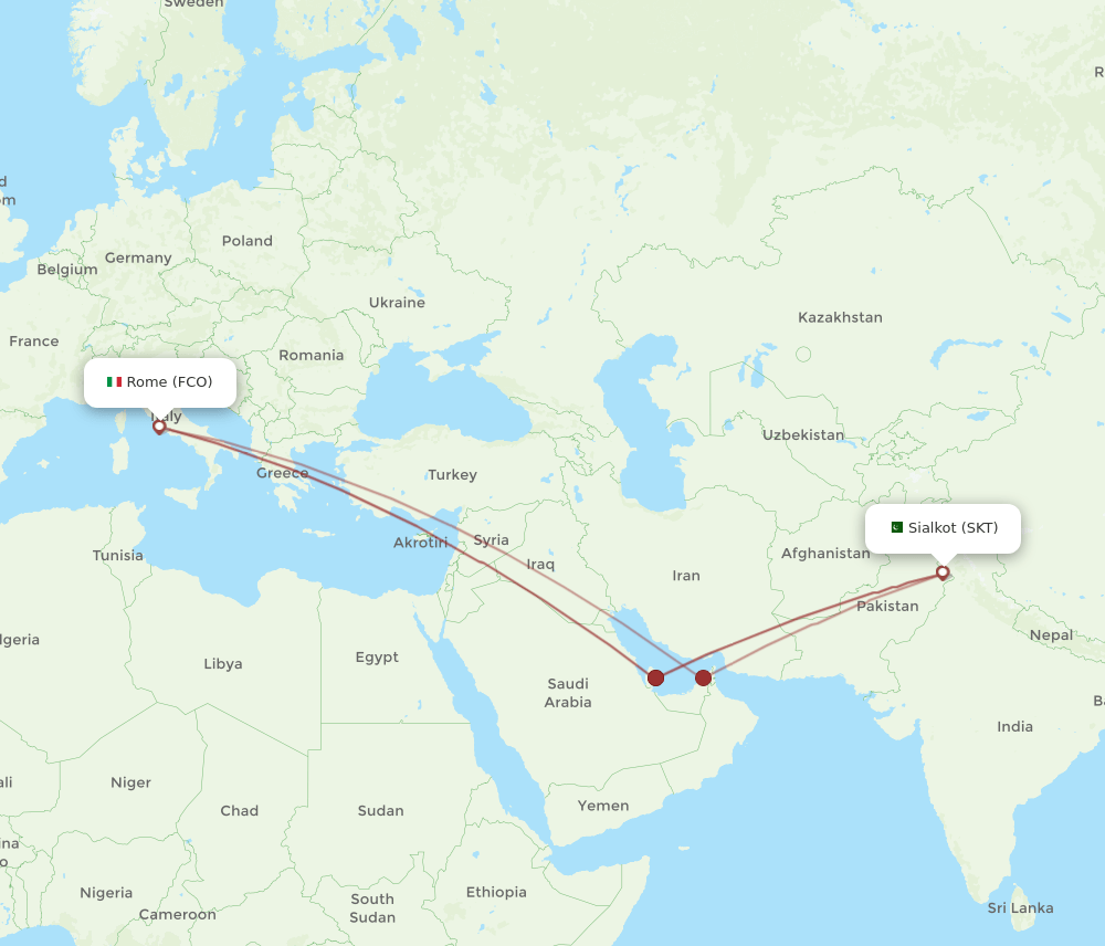 FCO-SKT flight routes