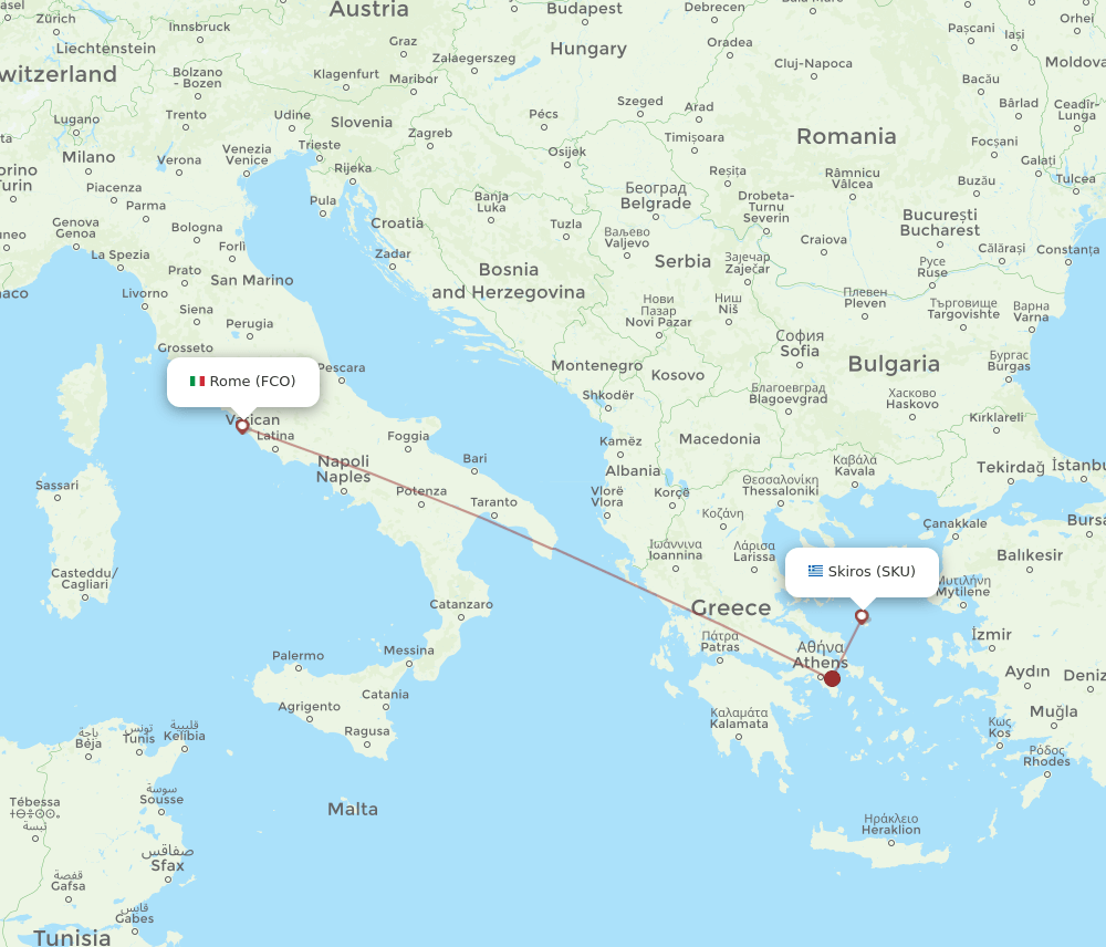 FCO-SKU flight routes