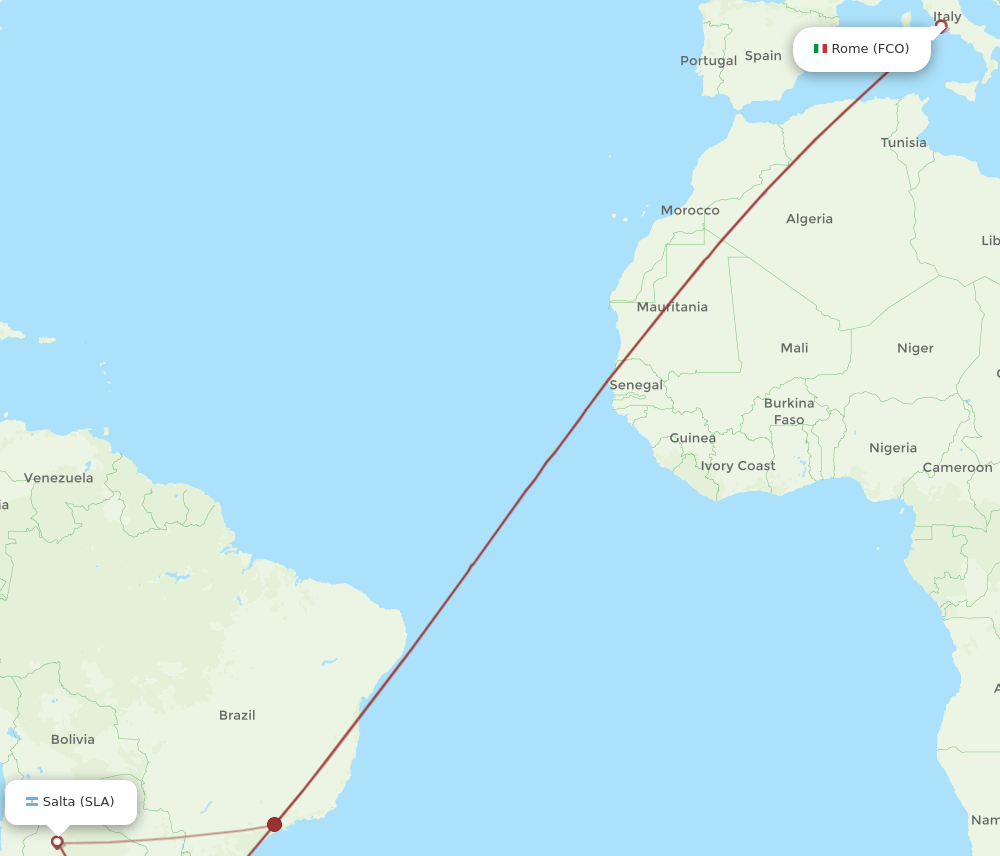FCO-SLA flight routes