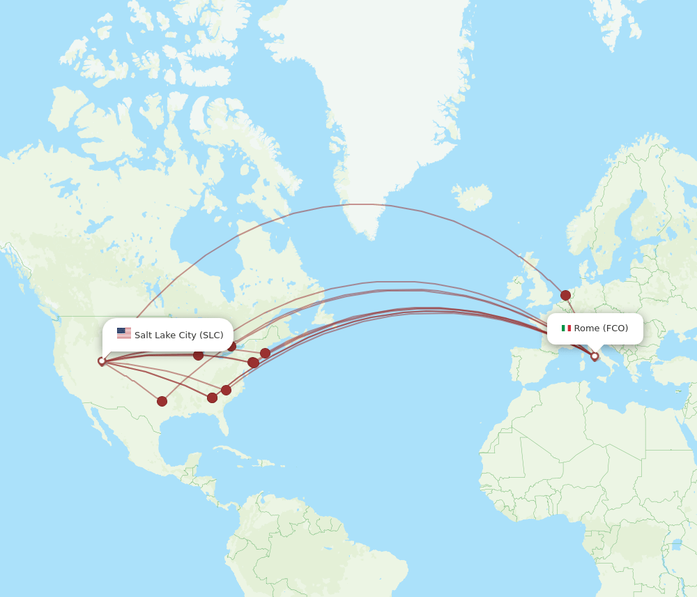 FCO-SLC flight routes