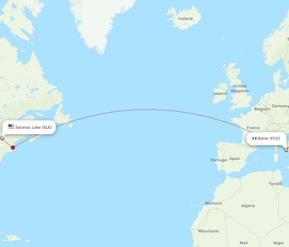 FCO to SLK flights and routes map