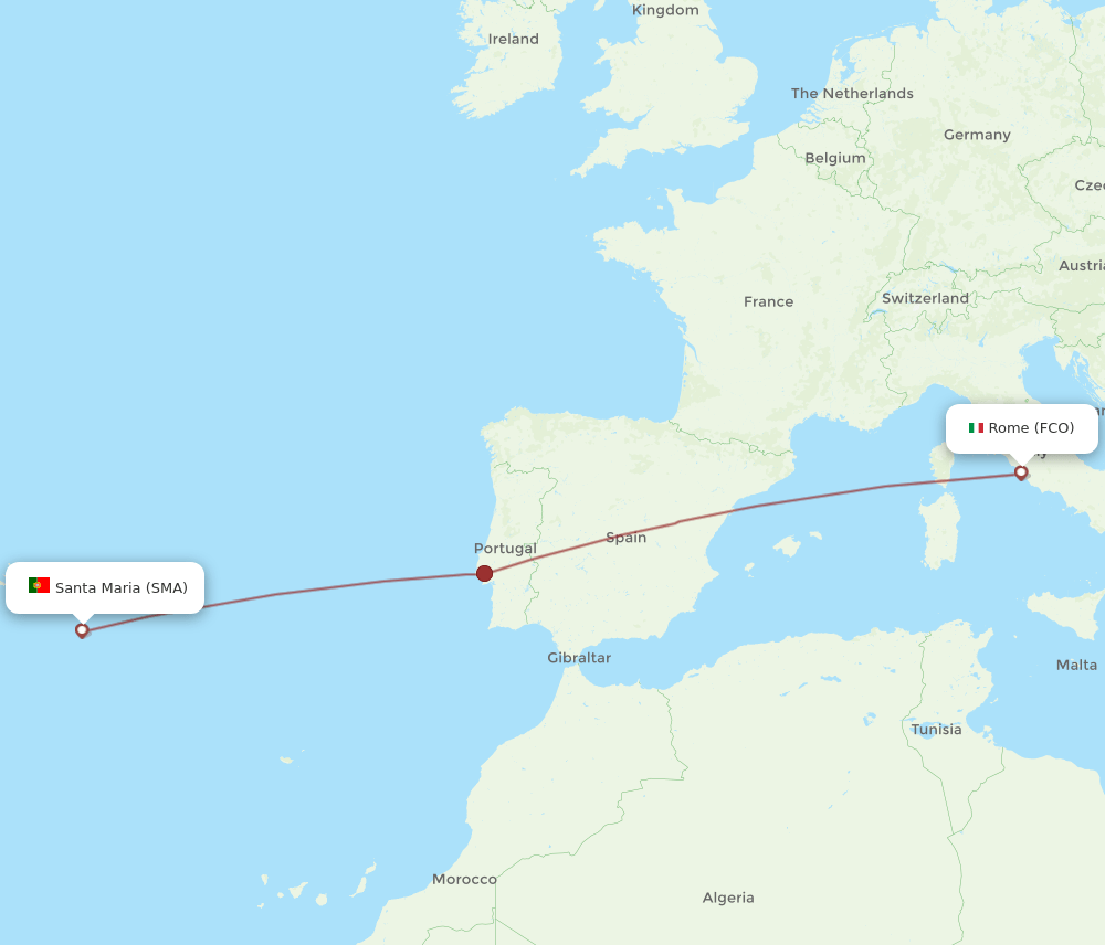 FCO to SMA flights and routes map