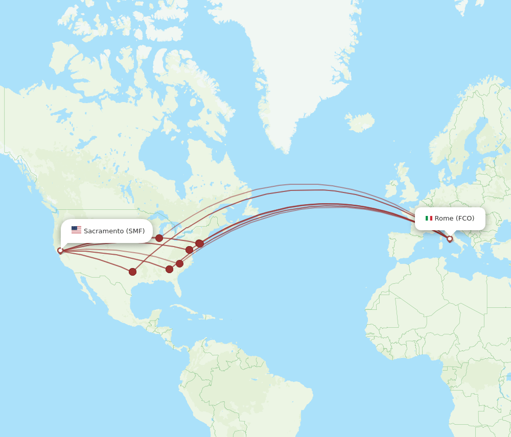 FCO-SMF flight routes