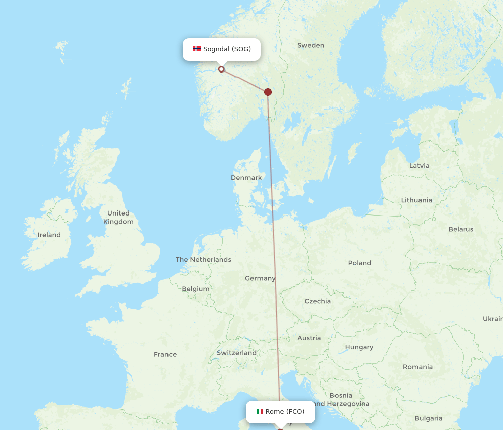 FCO-SOG flight routes