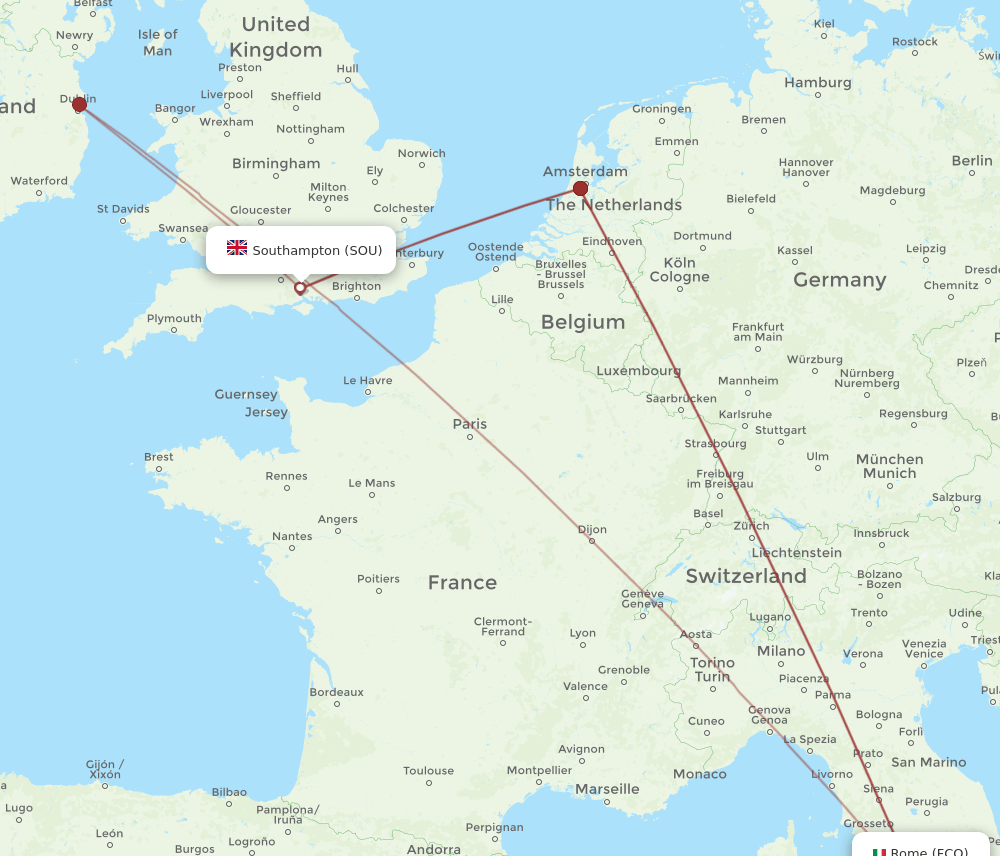 FCO-SOU flight routes