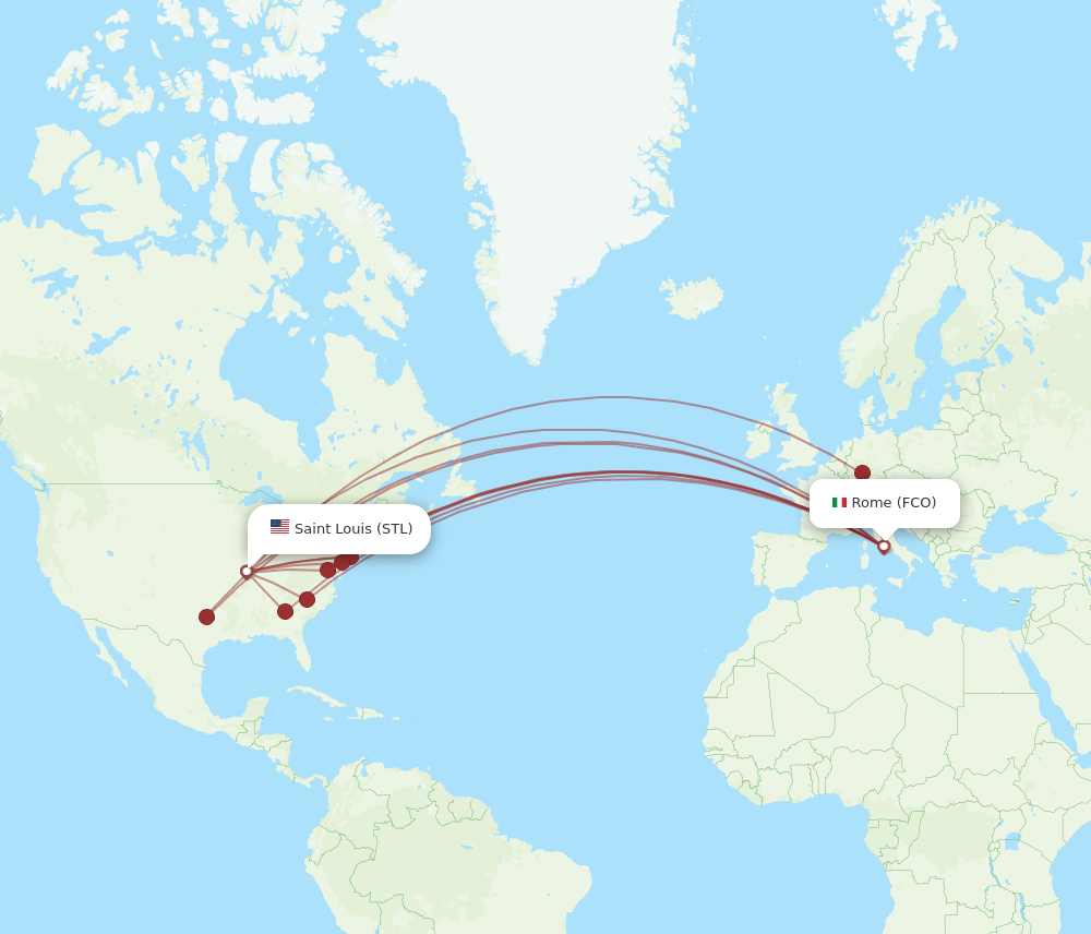 FCO-STL flight routes