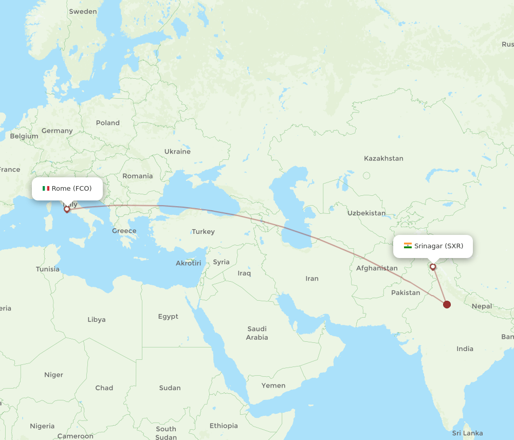 FCO-SXR flight routes