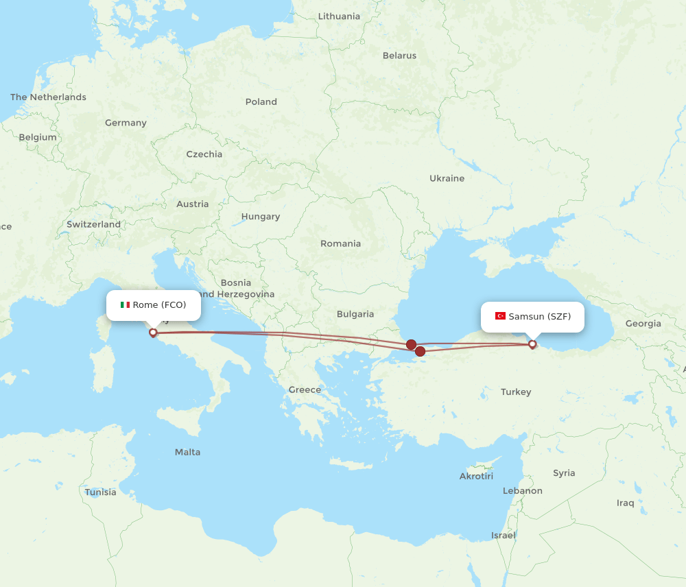 FCO-SZF flight routes