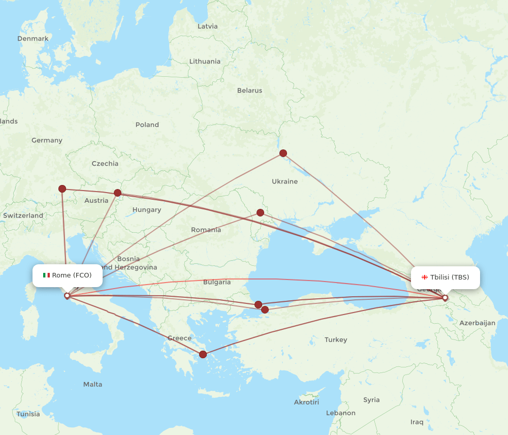 FCO-TBS flight routes