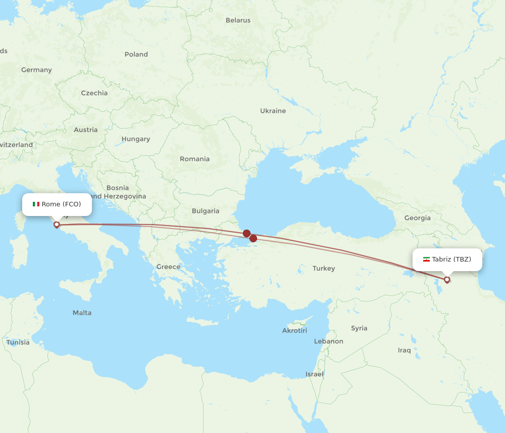 FCO-TBZ flight routes