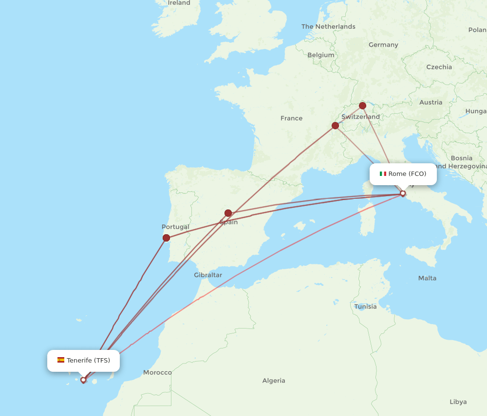 FCO-TFS flight routes