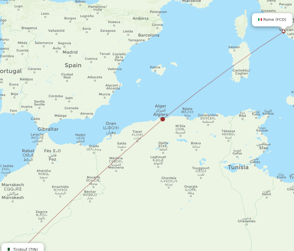FCO-TIN flight routes