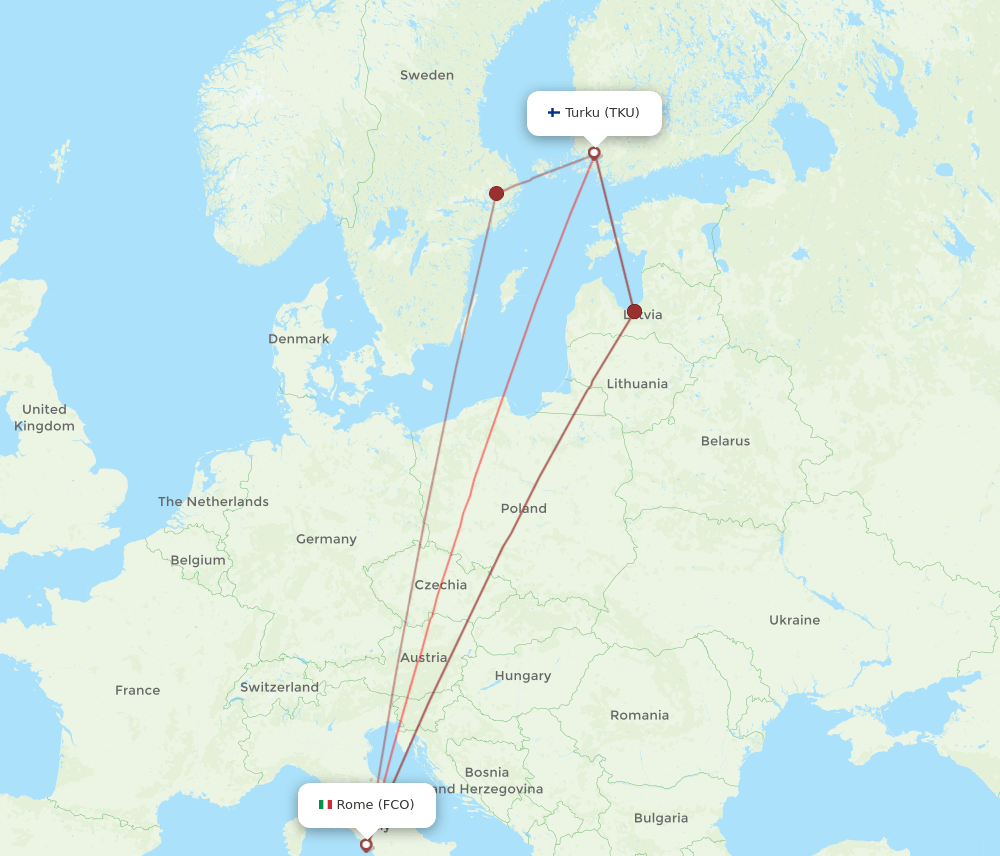 FCO-TKU flight routes