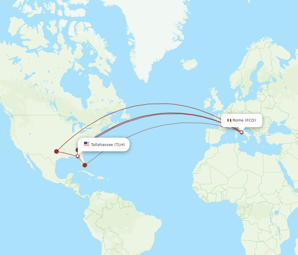 FCO-TLH flight routes