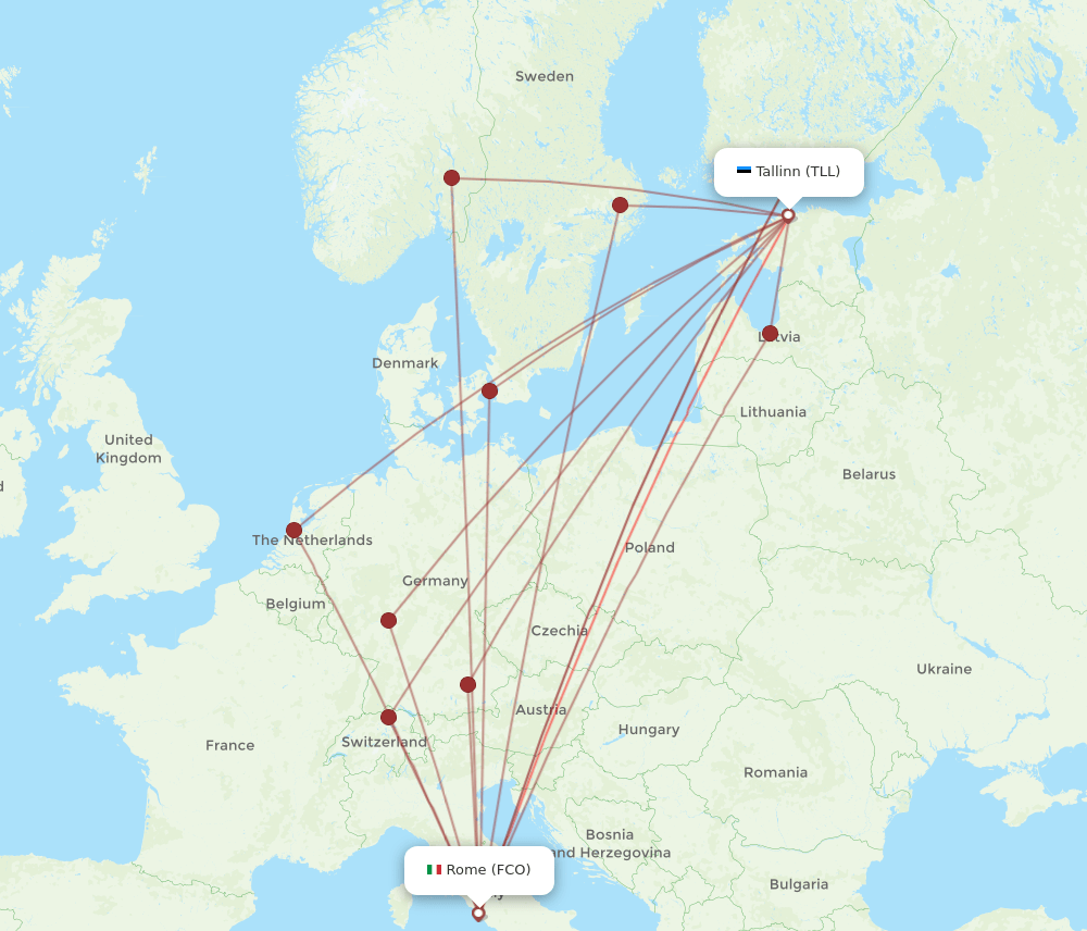 FCO-TLL flight routes