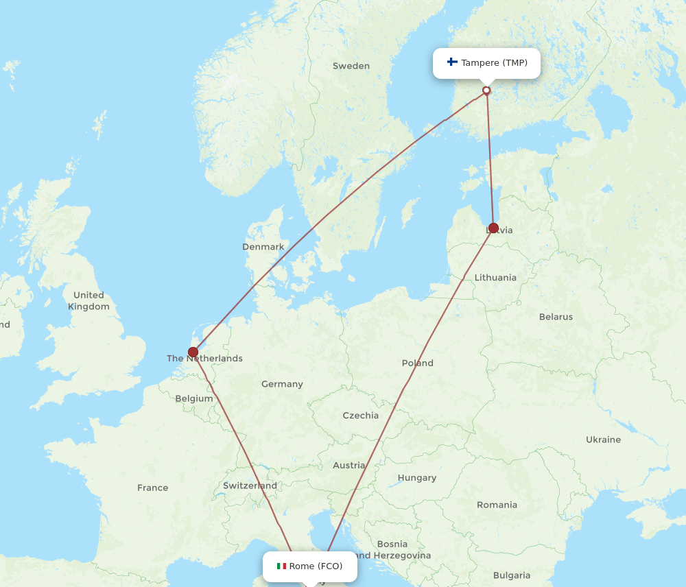 FCO-TMP flight routes