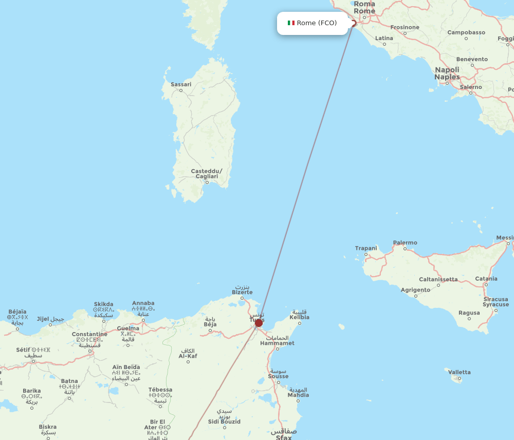 FCO-TOE flight routes