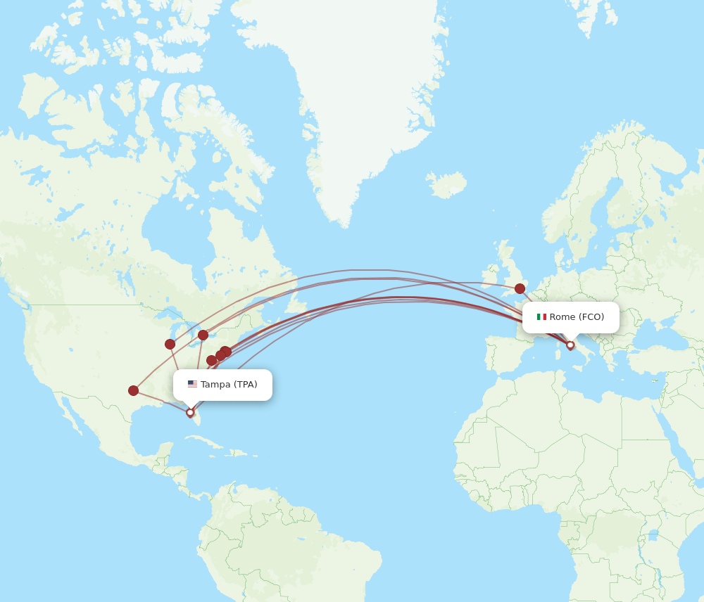 FCO-TPA flight routes