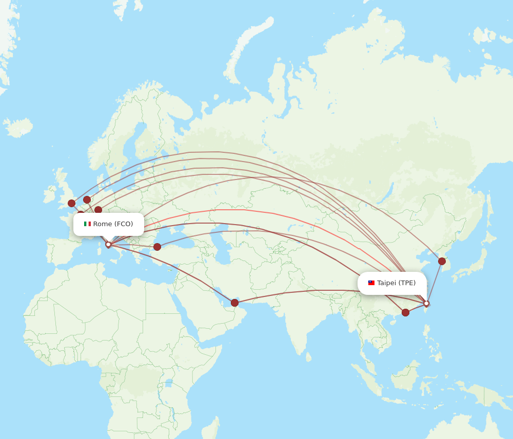 FCO-TPE flight routes