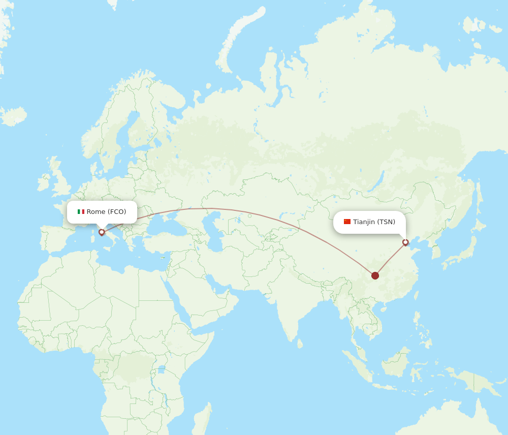 FCO-TSN flight routes