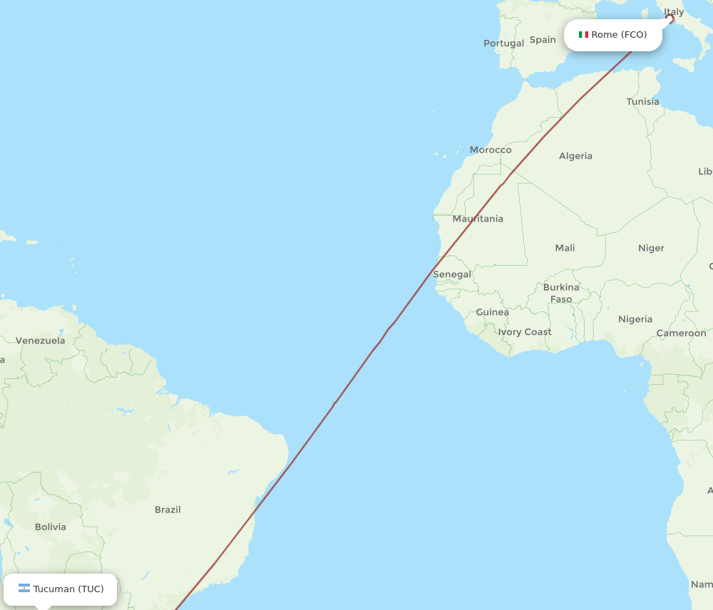 FCO-TUC flight routes