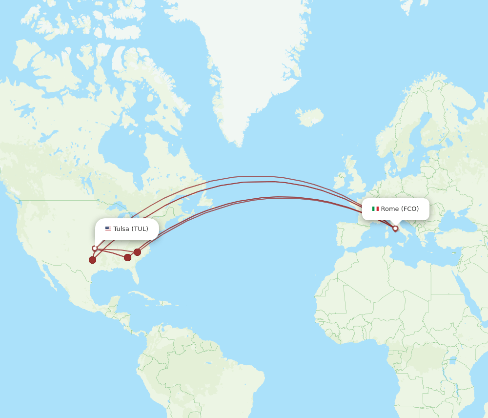 FCO-TUL flight routes