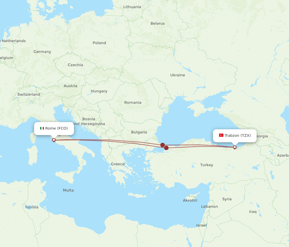 FCO-TZX flight routes