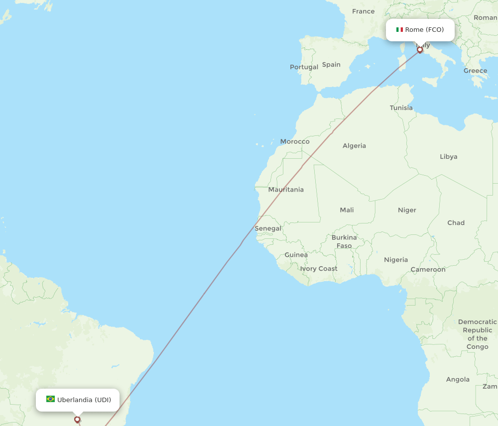 FCO to UDI flights and routes map
