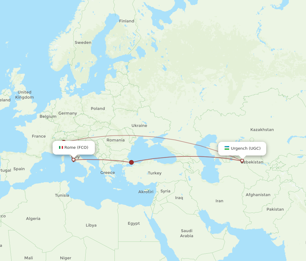 FCO-UGC flight routes