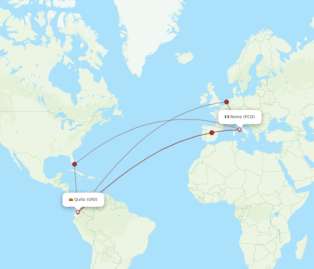 FCO-UIO flight routes