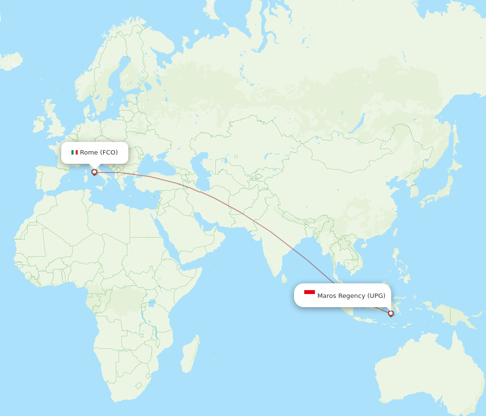 Rome - Ujung Pandang route map and flight paths