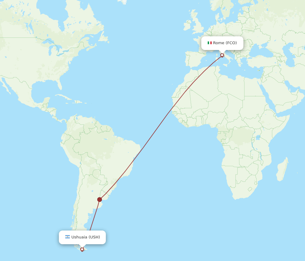 FCO-USH flight routes