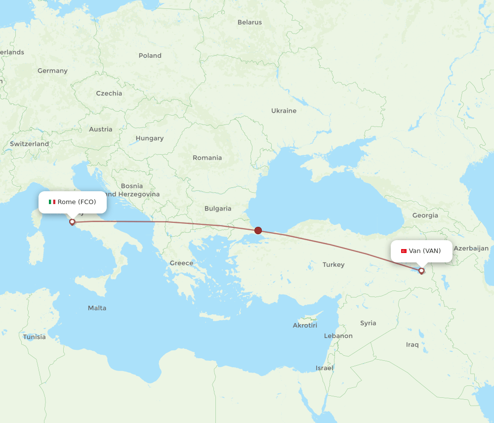 FCO-VAN flight routes