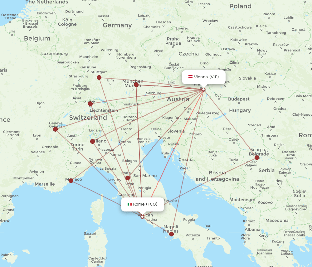 FCO-VIE flight routes