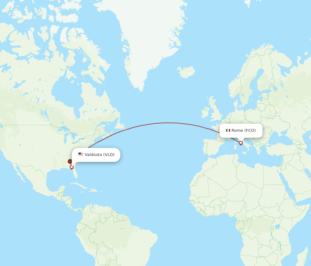 FCO to VLD flights and routes map