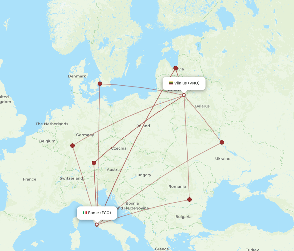 FCO-VNO flight routes