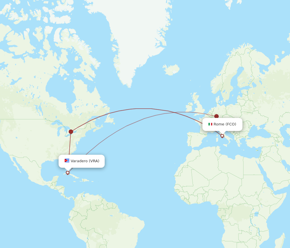 FCO-VRA flight routes