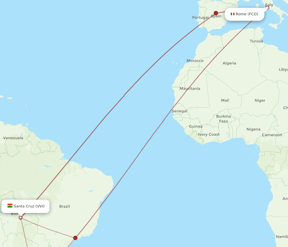 FCO-VVI flight routes