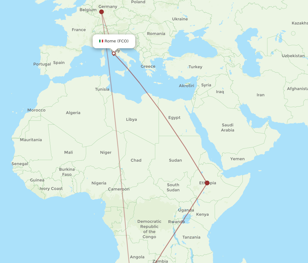 FCO-WDH flight routes