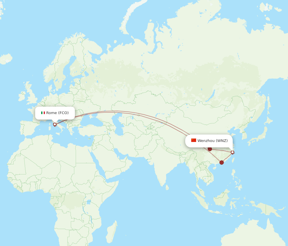 FCO-WNZ flight routes