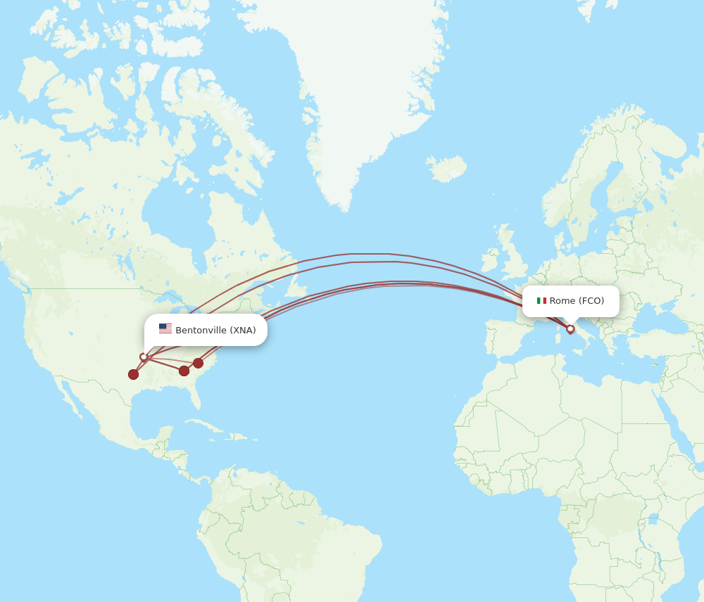 FCO-XNA flight routes