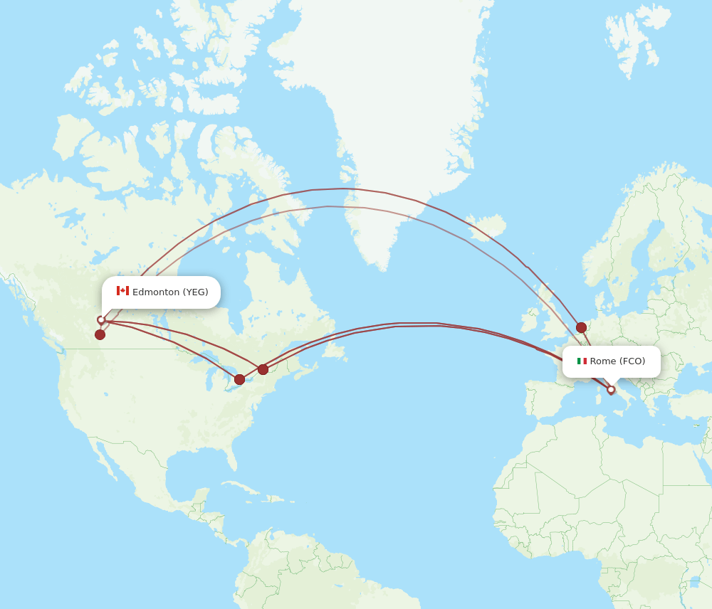 FCO-YEG flight routes