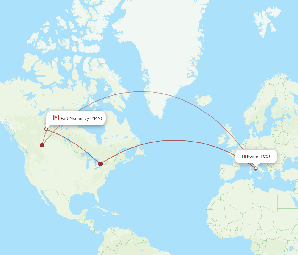 FCO-YMM flight routes