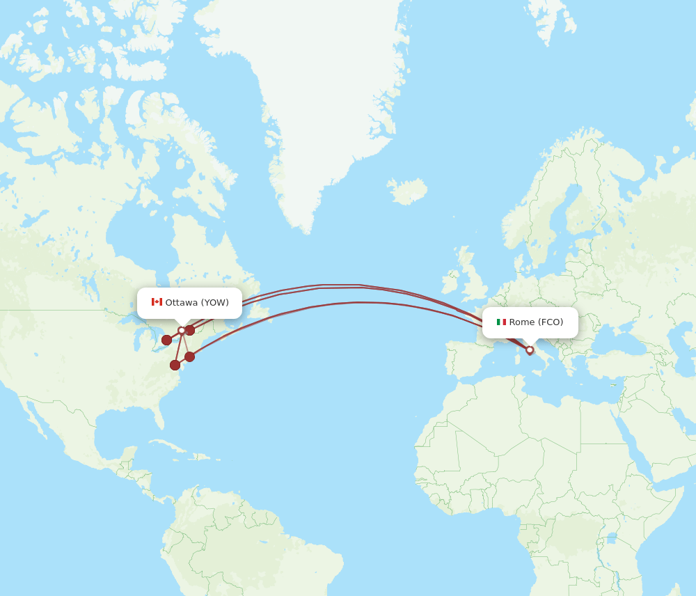 FCO-YOW flight routes