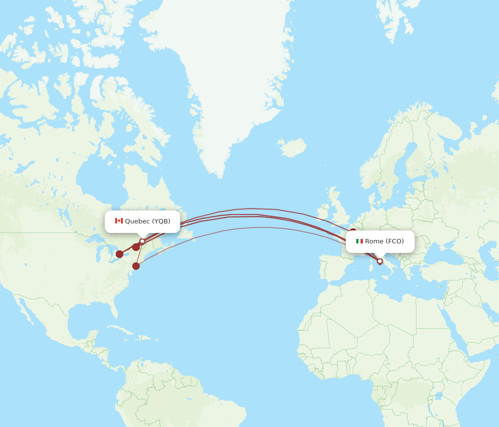 FCO-YQB flight routes