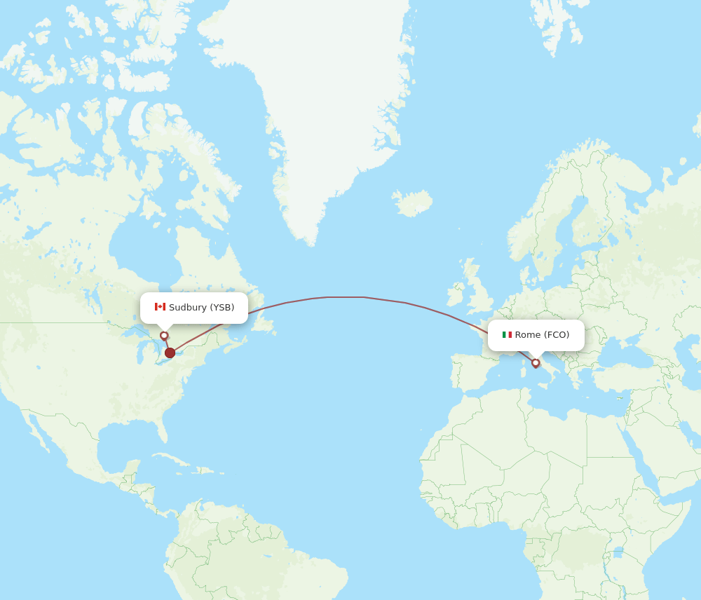 FCO-YSB flight routes